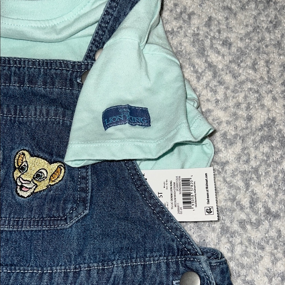 Disney Blue Denim Overalls with Lion King Patch - Picture 4 of 6